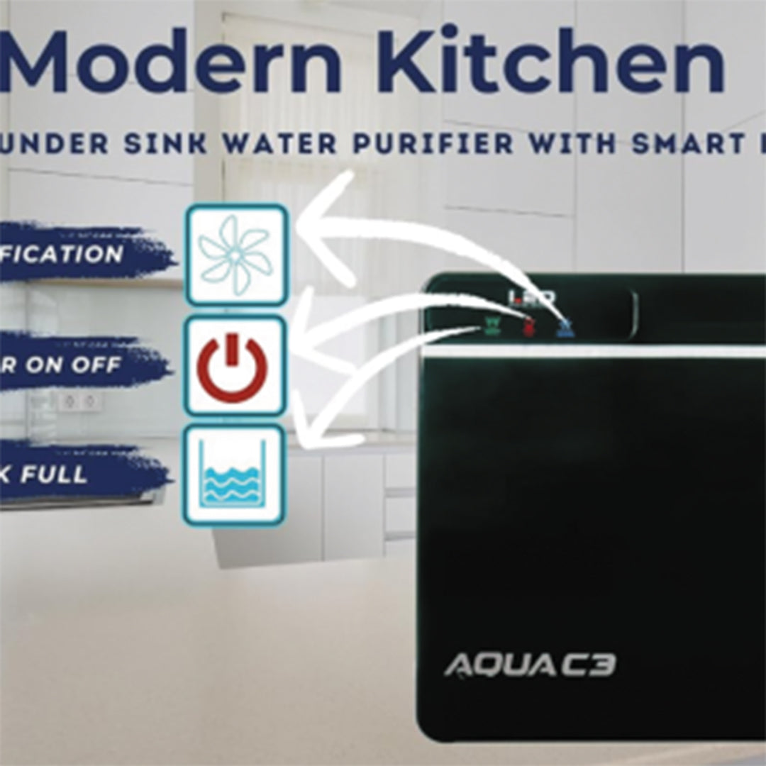 Aqua C3 Under Sink RO+UV+MTDS Water Purifier (10L) – Premium Metallic Black