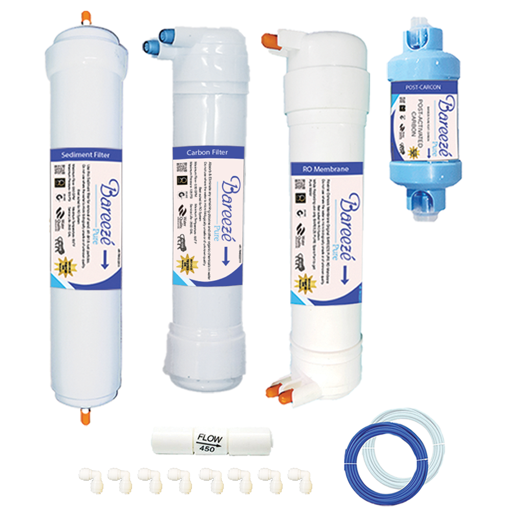 Bareeze Pure Filter Kit for Aquasure Shield RO+UV+MTDS Water Purifier Complete One Year Service Kit